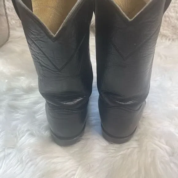 Vintage Justin Classic Black Roper USA Style 3133 Cowboy Boots Mens Size 8 - Picture 6 of 15
